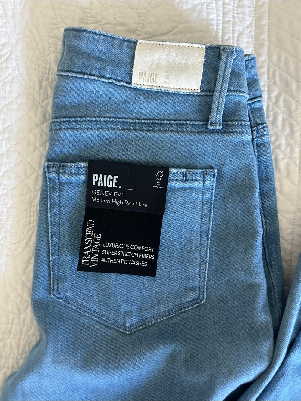 PAIGE Genevieve Modern High-Rise Flare Jeans - Light Blue Wash